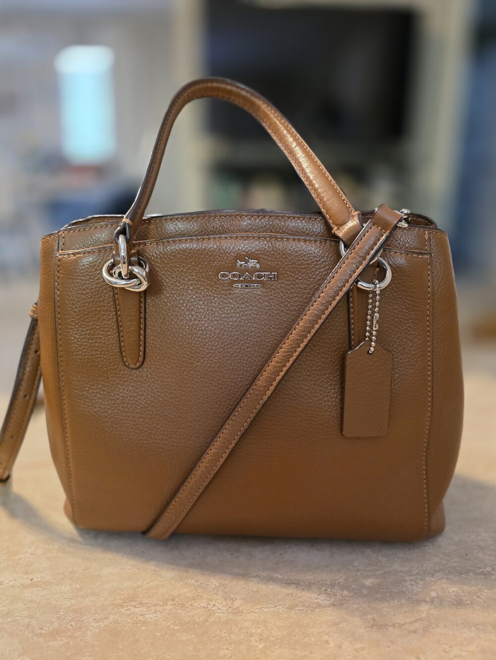Coach Small Christy carryall in brown saddle leather EUC